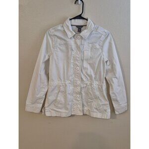 Eddie Bauer White Utility Field Jacket Size Small Stretch Cotton Spr/Sum 16